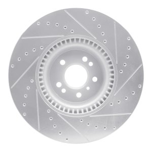 Mercedes-Benz GL320 Brake Rotor (1) - Front Left - R1 Concepts - Drilled & Slotted - Silver - `07-`09
